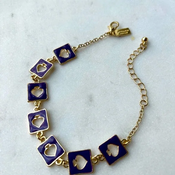 NEW KATE SPADE PURPLE ENAMEL GOLD BRACELET - Picture 2 of 2